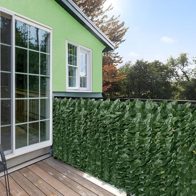 Set 2x Gard Artificial Verde cu Frunze, 300x100 cm – Intimitate și Natură fără Griji