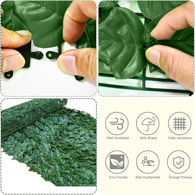 Gard Artificial Verde cu Frunze, 300x100 cm – Intimitate și Natură fără Griji