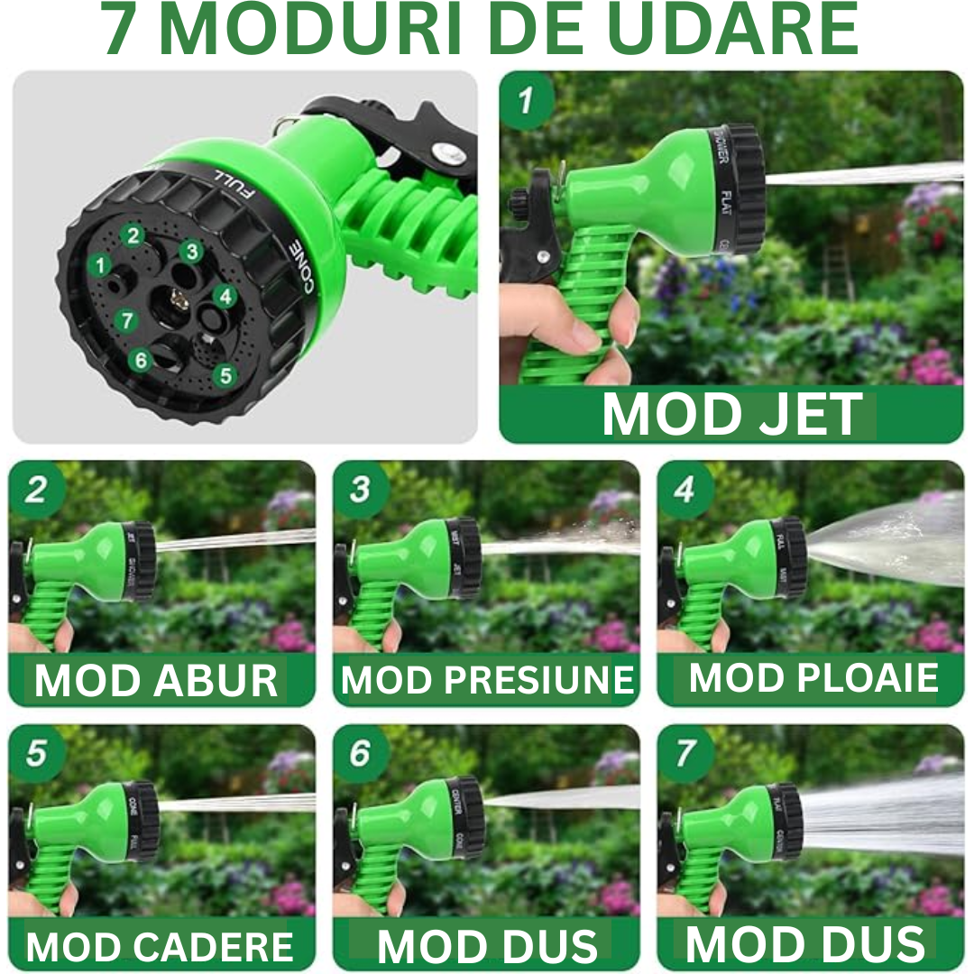 Furtun de Grădină Extensibil 60m + CADOU Pistol de Udat – Set 1+1 GRATIS!