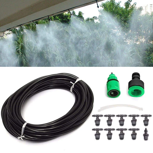 Kit complet de răcire pentru terasă, grădină sau balcon – 15m, pulverizare fină + OFERTĂ 1+1 GRATIS!